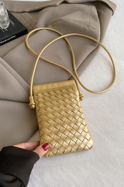 2025 Summer Woven Mini Crossbody Bag for Women - Trendy High-End Small Phone Bag for Walking and Outings