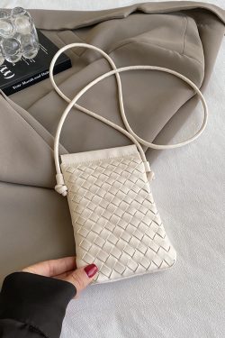 2025 Summer Woven Mini Crossbody Bag for Women - Trendy High-End Small Phone Bag for Walking and Outings