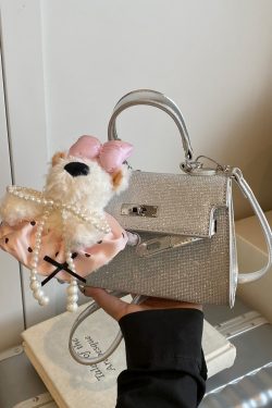 2025 Trendy Silver Kelly Handbag for Women - Versatile Small Square Shoulder Crossbody Bag