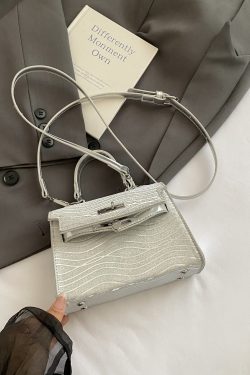 2025 Trendy Silver Kelly Handbag for Women - Versatile Small Square Shoulder Crossbody Bag