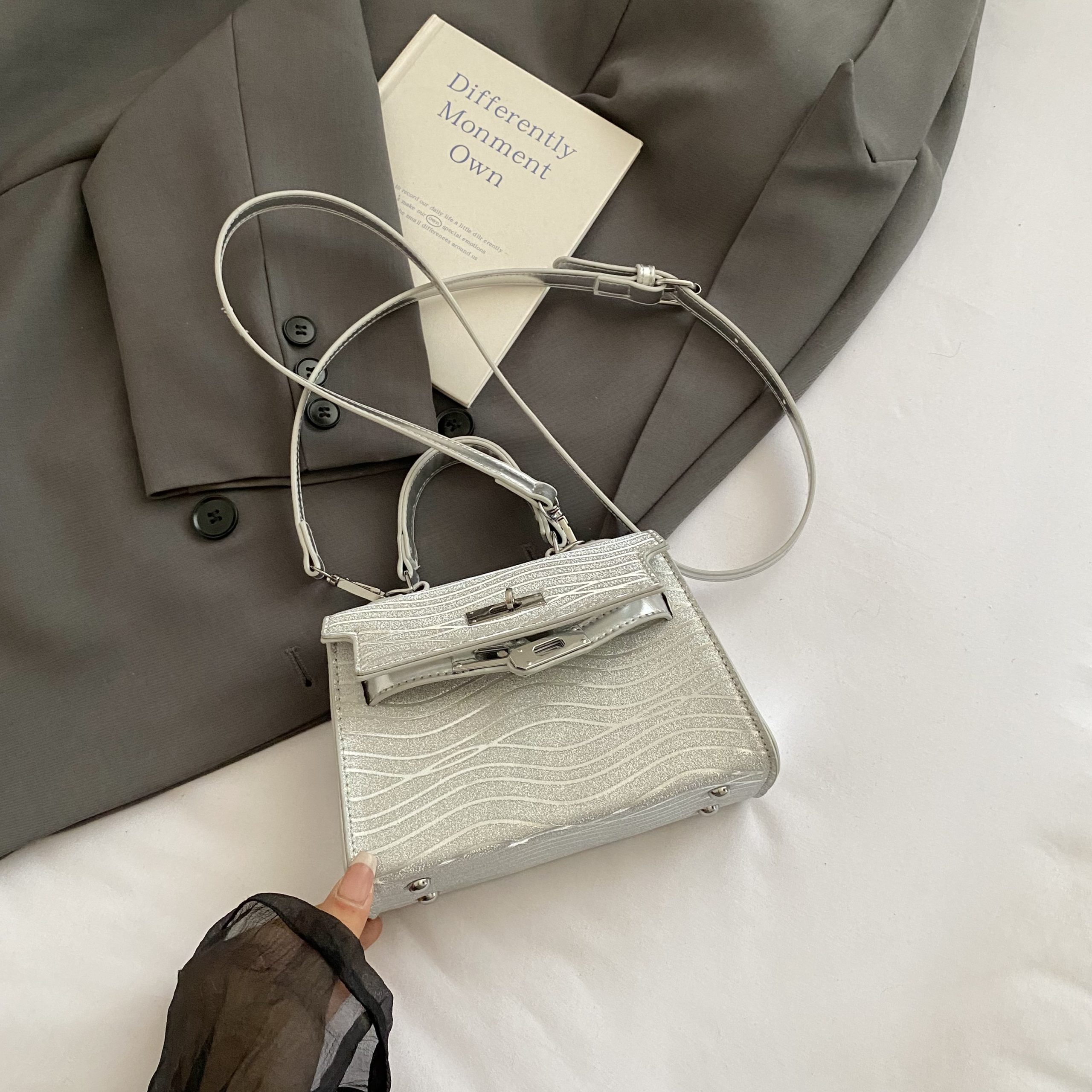 2025 Trendy Silver Kelly Handbag for Women - Versatile Small Square Shoulder Crossbody Bag 2025 Trendy Silver Kelly Handbag for Women - Versatile Small Square Shoulder Crossbody Bag