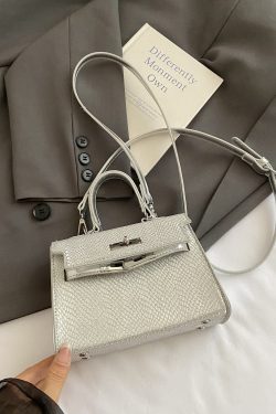 2025 Trendy Silver Kelly Handbag for Women - Versatile Small Square Shoulder Crossbody Bag