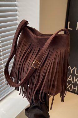 2025 Women's Autumn Winter Retro Korean Style Tassel Small Square Shoulder Bag - High-End Minimalist Fashion Accessory