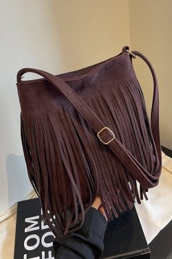 2025 Women's Autumn Winter Retro Korean Style Tassel Small Square Shoulder Bag - High-End Minimalist Fashion Accessory