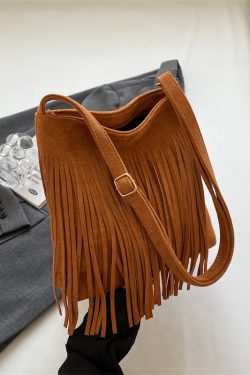 2025 Women's Autumn Winter Retro Korean Style Tassel Small Square Shoulder Bag - High-End Minimalist Fashion Accessory