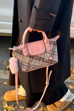 2025 Women's Color-Blocking Woolen Handbag - Small Square Shoulder Crossbody Bag for Spring and Summer Fashion