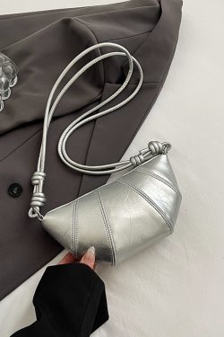 2025 Women's High-End Silver Horn Dumpling Bag - Textured Crossbody Zipper Phone Bag for Summer Fashion