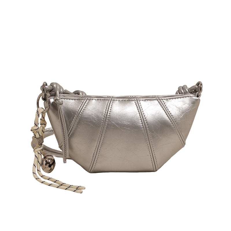 2025 Women's High-End Silver Horn Dumpling Bag - Textured Crossbody Zipper Phone Bag for Summer Fashion 2025 Women's High-End Silver Horn Dumpling Bag - Textured Crossbody Zipper Phone Bag for Summer Fashion