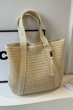 2025 Women's Large Capacity Straw Tote Bag - Woven Commuter Shoulder Bag for Spring and Summer Beach Vacations