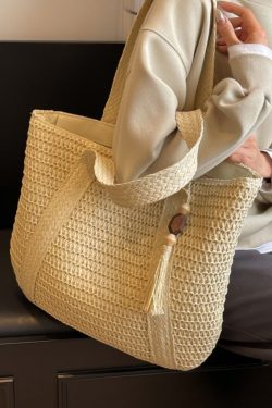 2025 Women's Large Capacity Straw Tote Bag - Woven Commuter Shoulder Bag for Spring and Summer Beach Vacations