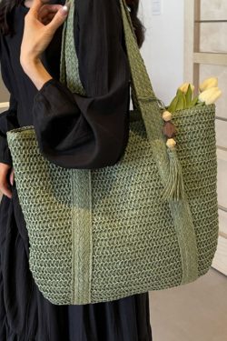 2025 Women's Large Capacity Straw Tote Bag - Woven Commuter Shoulder Bag for Spring and Summer Beach Vacations