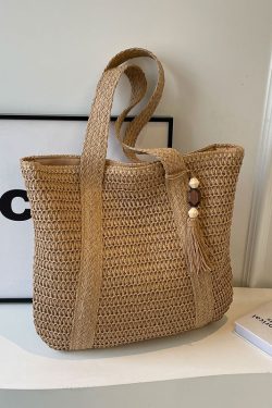 2025 Women's Large Capacity Straw Tote Bag - Woven Commuter Shoulder Bag for Spring and Summer Beach Vacations