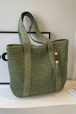 2025 Women's Large Capacity Straw Tote Bag - Woven Commuter Shoulder Bag for Spring and Summer Beach Vacations
