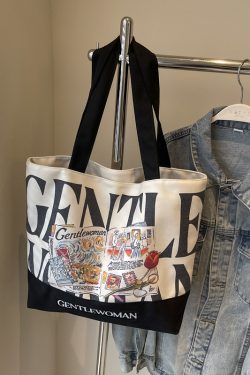 2025 Women's Letter Canvas Bag - Versatile Large Capacity Commuter Tote for Students, Stylish Shoulder Handbag