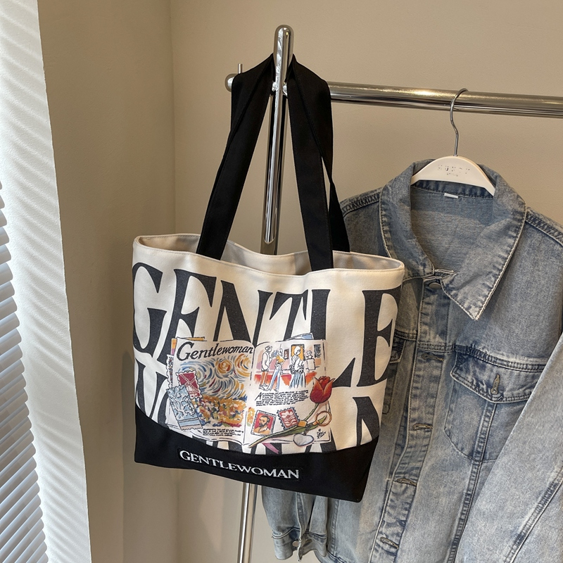 2025 Women's Letter Canvas Bag - Versatile Large Capacity Commuter Tote for Students, Stylish Shoulder Handbag 2025 Women's Letter Canvas Bag - Versatile Large Capacity Commuter Tote for Students, Stylish Shoulder Handbag