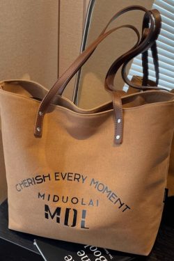 2025 Women's Letter Canvas Tote Bag - Large Capacity Korean Style Versatile Commuter Shoulder Handbag