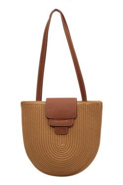 2025 Women's Straw Shoulder Bag - Woven Seaside Vacation Tote in French Pastoral Style, Perfect for Commuting and Summer Outings