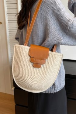 2025 Women's Straw Shoulder Bag - Woven Seaside Vacation Tote in French Pastoral Style, Perfect for Commuting and Summer Outings
