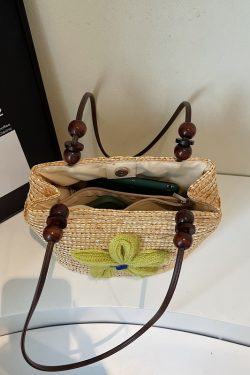 2025 Women's Summer Bohemian Woven Beach Bag - Straw Bucket Bag for Seaside Outings, Single Shoulder Design