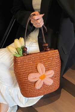 2025 Women's Summer Bohemian Woven Beach Bag - Straw Bucket Bag for Seaside Outings, Single Shoulder Design