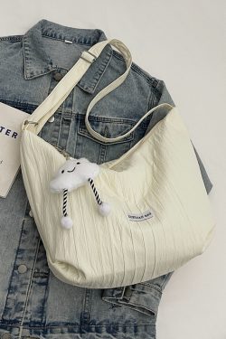 2025 Women's Summer Canvas Tote Bag - Versatile Large Capacity Shoulder Crossbody Bag in Korean Style for Students and Commuters