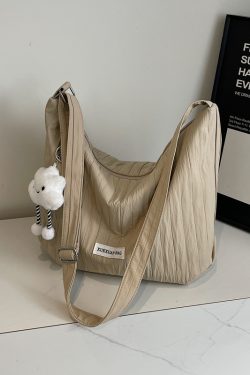 2025 Women's Summer Canvas Tote Bag - Versatile Large Capacity Shoulder Crossbody Bag in Korean Style for Students and Commuters