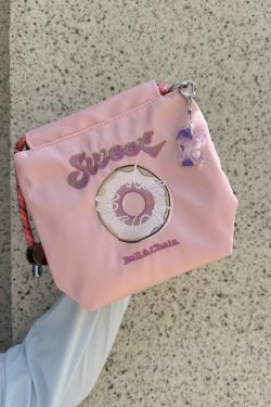 2025 Women's Summer Embroidered Donut Nylon Canvas Crossbody Bag with Zipper - Small Phone Purse for Everyday Use