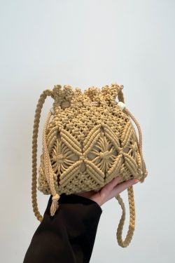 2025 Women's Summer Forest-Style Woven Straw Beach Bag - Drawstring Bucket Crossbody for Phone and Essentials