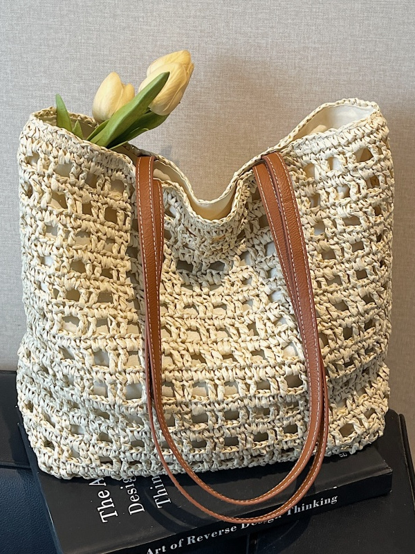 2025 Women's Summer Hollow Weave Straw Tote Bag - Large Capacity Beach Vacation Commuter Shoulder Bag 2025 Women's Summer Hollow Weave Straw Tote Bag - Large Capacity Beach Vacation Commuter Shoulder Bag