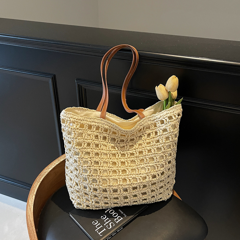 2025 Women's Summer Hollow Weave Straw Tote Bag - Large Capacity Beach Vacation Commuter Shoulder Bag 2025 Women's Summer Hollow Weave Straw Tote Bag - Large Capacity Beach Vacation Commuter Shoulder Bag