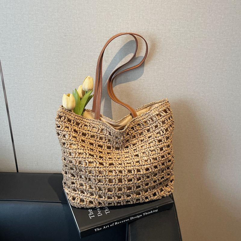 2025 Women's Summer Hollow Weave Straw Tote Bag - Large Capacity Beach Vacation Commuter Shoulder Bag 2025 Women's Summer Hollow Weave Straw Tote Bag - Large Capacity Beach Vacation Commuter Shoulder Bag