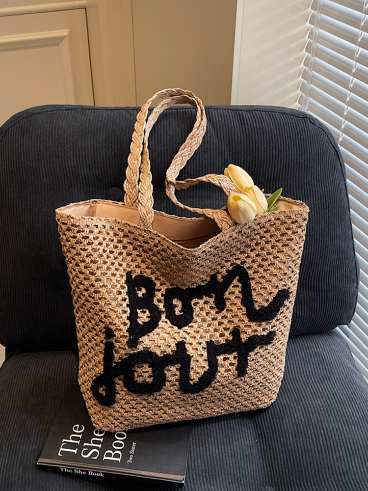 2025 Women's Summer Hollow Woven Beach Bag - Large Capacity Straw Tote for Seaside Vacation 2025 Women's Summer Hollow Woven Beach Bag - Large Capacity Straw Tote for Seaside Vacation