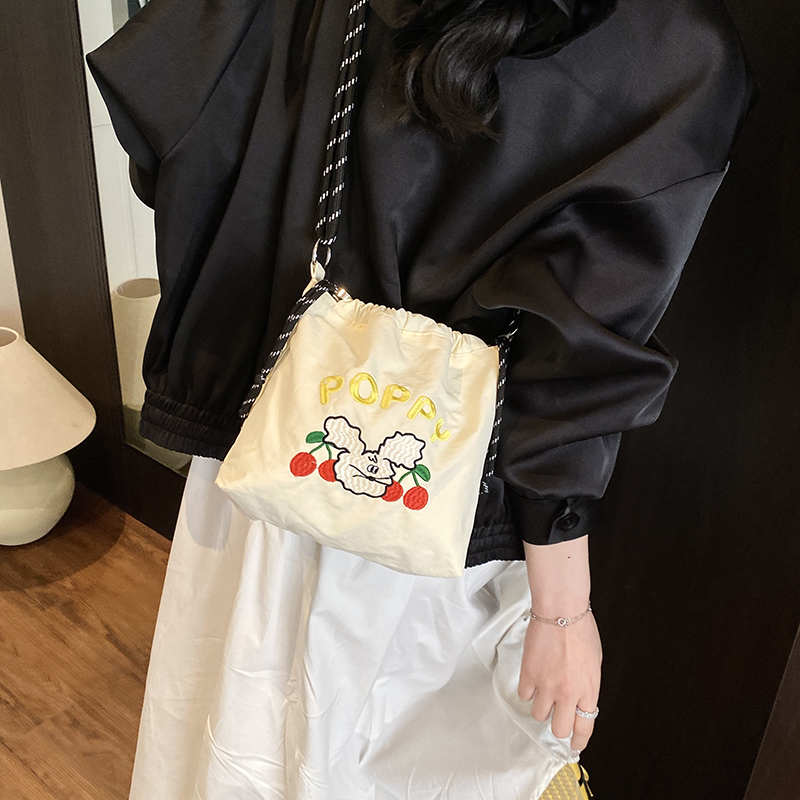 2025 Women's Summer Nylon Embroidered Canvas Drawstring Crossbody Bag - Simple Portable Phone Bag 2025 Women's Summer Nylon Embroidered Canvas Drawstring Crossbody Bag - Simple Portable Phone Bag