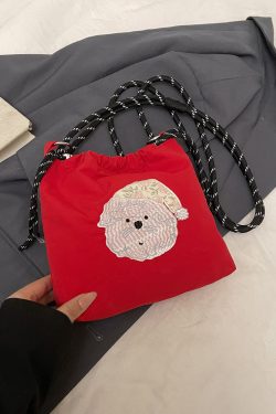 2025 Women's Summer Nylon Embroidered Canvas Drawstring Crossbody Bag - Simple Portable Phone Bag