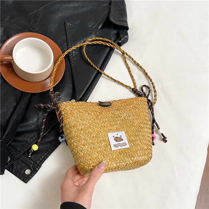 2025 Women's Summer Seaside Woven Straw Crossbody Bag - Trendy Vegetable Basket Design for Vacation & Phone Storage 2025 Women's Summer Seaside Woven Straw Crossbody Bag - Trendy Vegetable Basket Design for Vacation & Phone Storage