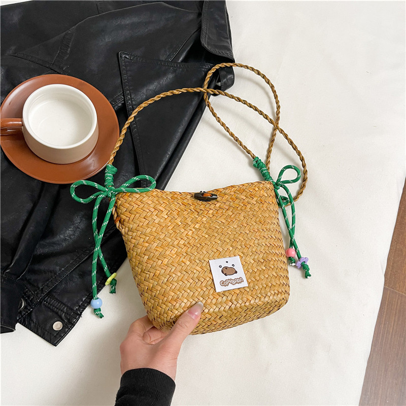 2025 Women's Summer Seaside Woven Straw Crossbody Bag - Trendy Vegetable Basket Design for Vacation & Phone Storage 2025 Women's Summer Seaside Woven Straw Crossbody Bag - Trendy Vegetable Basket Design for Vacation & Phone Storage