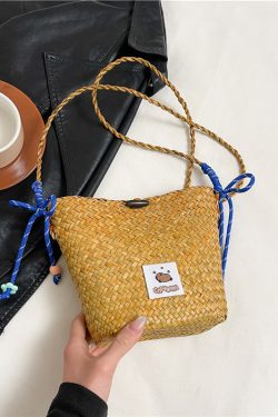 2025 Women's Summer Seaside Woven Straw Crossbody Bag - Trendy Vegetable Basket Design for Vacation & Phone Storage