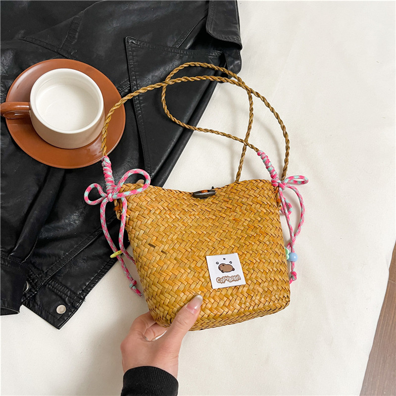 2025 Women's Summer Seaside Woven Straw Crossbody Bag - Trendy Vegetable Basket Design for Vacation & Phone Storage 2025 Women's Summer Seaside Woven Straw Crossbody Bag - Trendy Vegetable Basket Design for Vacation & Phone Storage