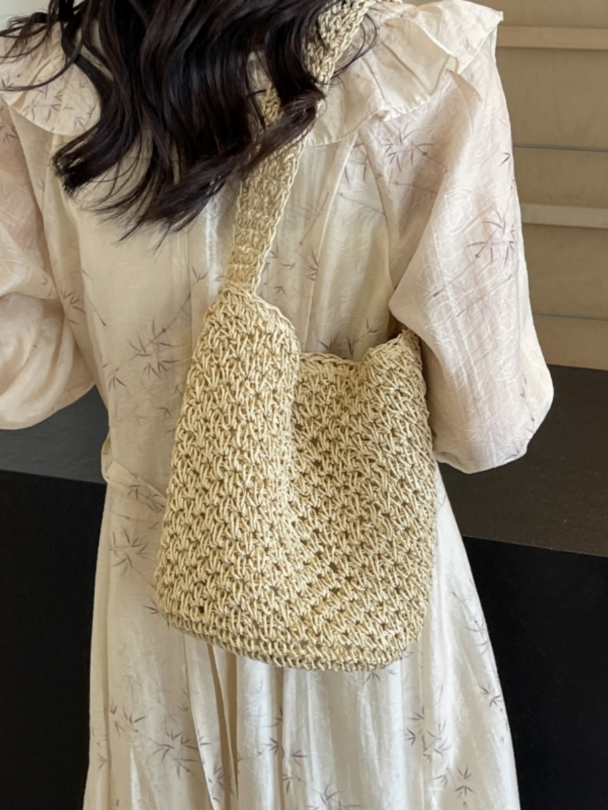 2025 Women's Woven Straw Bucket Bag - Artistic Forest-Themed Shoulder Bag for Beach Vacation 2025 Women's Woven Straw Bucket Bag - Artistic Forest-Themed Shoulder Bag for Beach Vacation