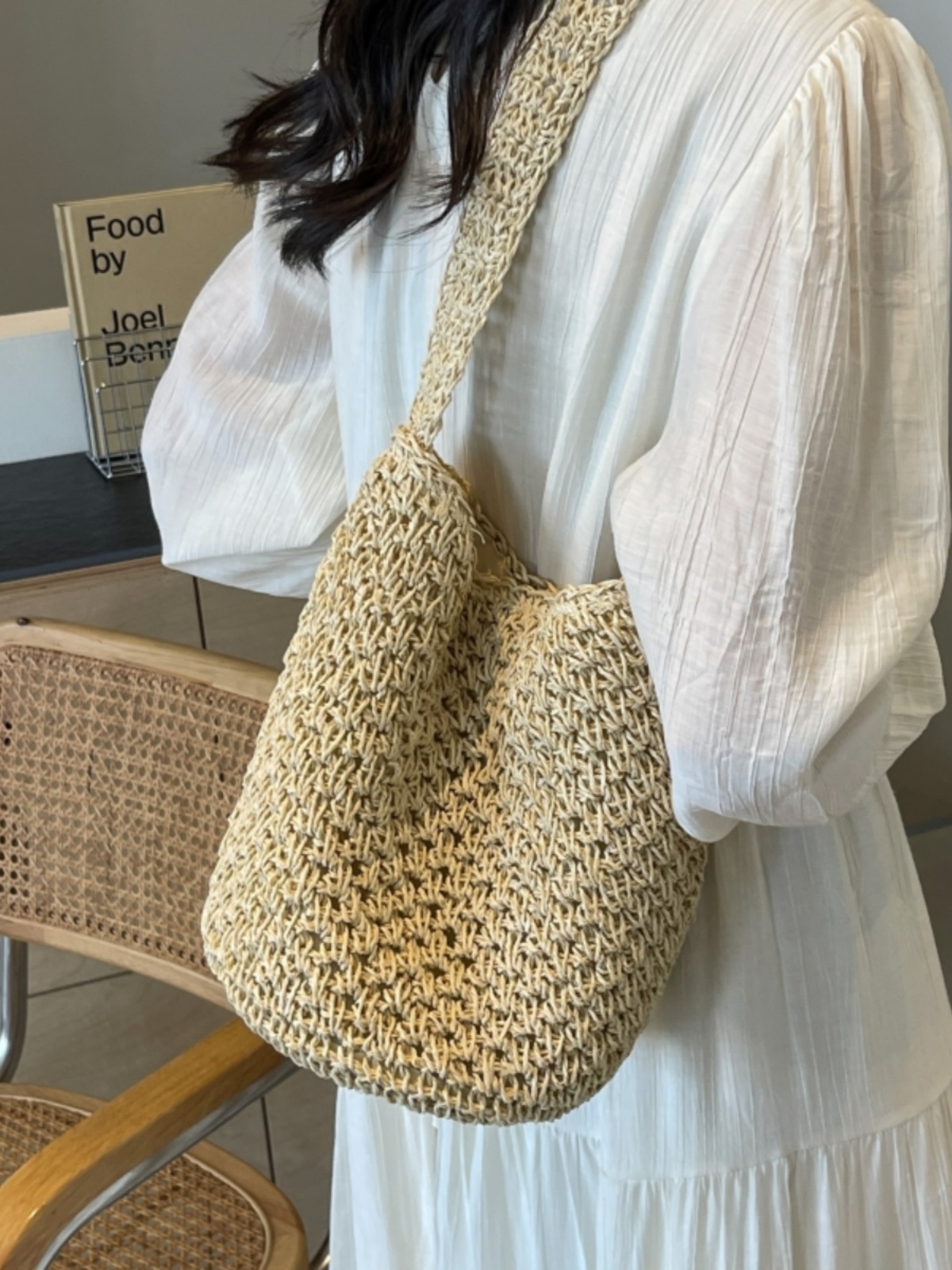 2025 Women's Woven Straw Bucket Bag - Artistic Forest-Themed Shoulder Bag for Beach Vacation 2025 Women's Woven Straw Bucket Bag - Artistic Forest-Themed Shoulder Bag for Beach Vacation