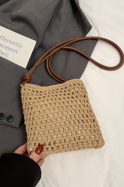 2025 Women's Woven Straw Crossbody Bag - Summer Seaside Vacation Essential, Trendy Niche Phone Bag