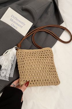 2025 Women's Woven Straw Crossbody Bag - Summer Seaside Vacation Essential, Trendy Niche Phone Bag