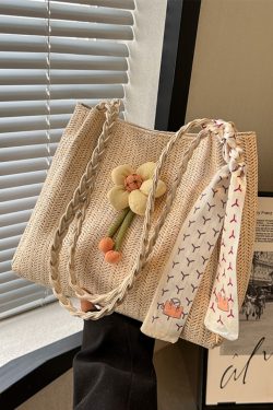 2025 Woven Bucket Bag for Women - Large Capacity Straw Tote for Classroom, Commuting, and Vacation - Stylish Shoulder Bag