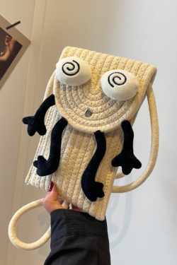 2025 Woven Straw Mini Bag for Women, Cute Quirky Crossbody Phone Bag, Versatile Niche Ins Style