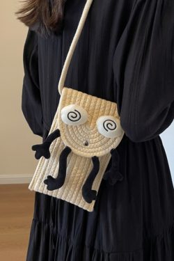 2025 Woven Straw Mini Bag for Women, Cute Quirky Crossbody Phone Bag, Versatile Niche Ins Style