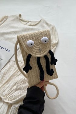 2025 Woven Straw Mini Bag for Women, Cute Quirky Crossbody Phone Bag, Versatile Niche Ins Style