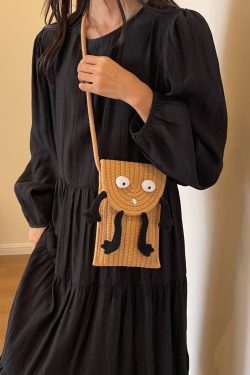 2025 Woven Straw Mini Bag for Women, Cute Quirky Crossbody Phone Bag, Versatile Niche Ins Style