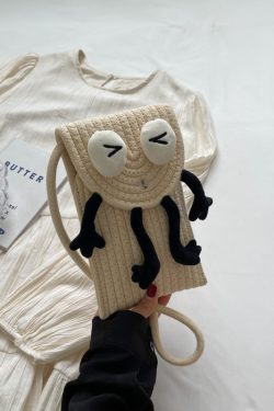 2025 Woven Straw Mini Bag for Women, Cute Quirky Crossbody Phone Bag, Versatile Niche Ins Style