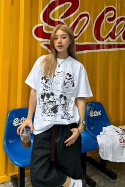 320g Heavyweight American Retro Small Collar Rice Comic Short Sleeve T-Shirt for Men and Women - Loose Street Fashion Top