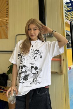 320g Heavyweight American Retro Small Collar Rice Comic Short Sleeve T-Shirt for Men and Women - Loose Street Fashion Top